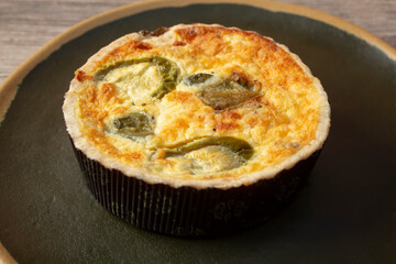 A view of a jalapeno quiche.