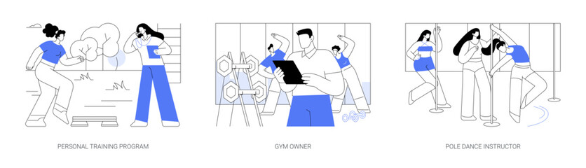 Fitness center isolated cartoon vector illustrations se