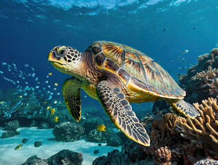 Obraz premium sea turtle swimming in the sea