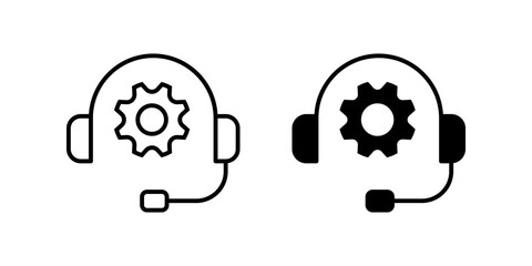 CRM line icon set. Headset with bubble speech color editable