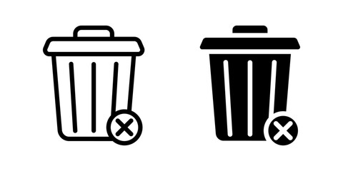 Delete icon set. sign for mobile concept and web design  color editable