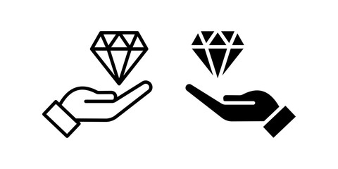Diamond icon set. premium sign color editable