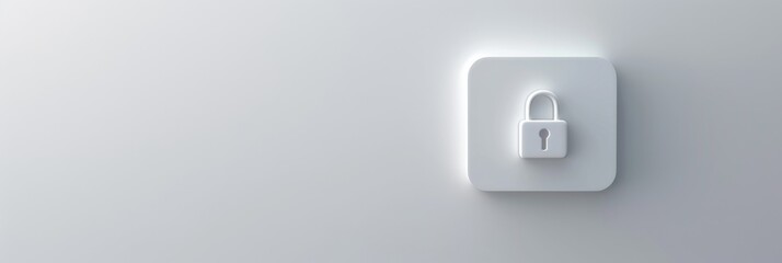 E-commerce, a minimalistic 3D secure payment icon on a clean white background, representing secure transactions