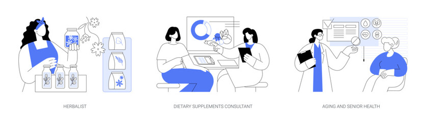 Alternative medicine specialists isolated cartoon vector illustrations se