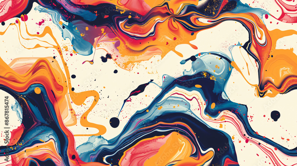 Poster Abstract background with colorful swirls and splatters creating an artistic texture