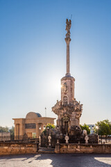 Triumph of San Rafael, patron saint of the city of Cordoba, Andalucia, next to the Roman bridge and the mosque.