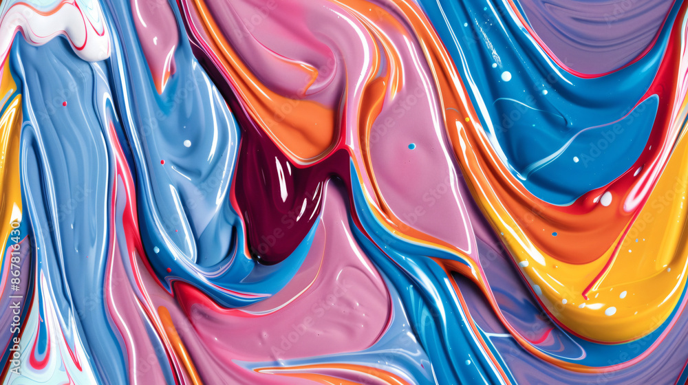 Poster vibrant abstract background with acrylic paint blending in various colors
