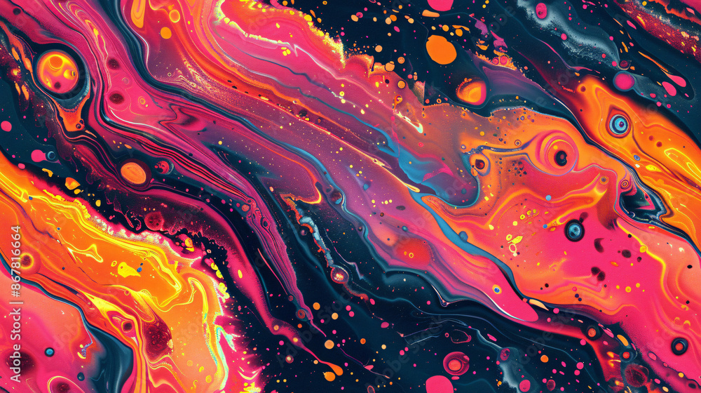 Poster abstract image of colorful paint mixing and flowing