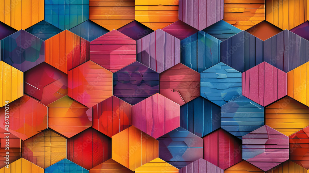 Aufkleber Vibrant honeycomb pattern creating a textured abstract backdrop, perfect for technology and design themes