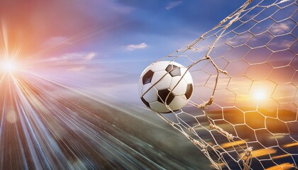 soccer ball in goal net