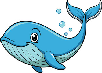 Fototapeta premium A cartoon whale with a big smile on its face