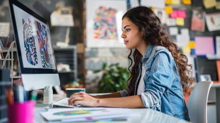 A person working on dual monitors in a cozy, dimly lit home office during nighttime, indicating productivity. AIG62