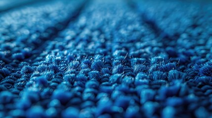 Blue wool carpet close up view