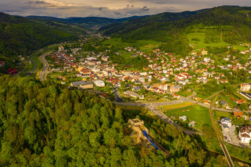 Muszyna, Malopolska, widok z drona