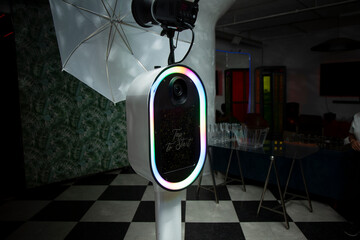 A view of a photo booth, seen at a local party.