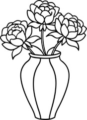 A vase with three flowers in it