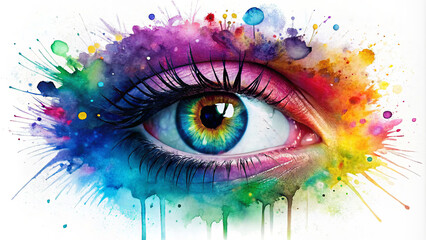 Watercolor splash eye. Generative Ai