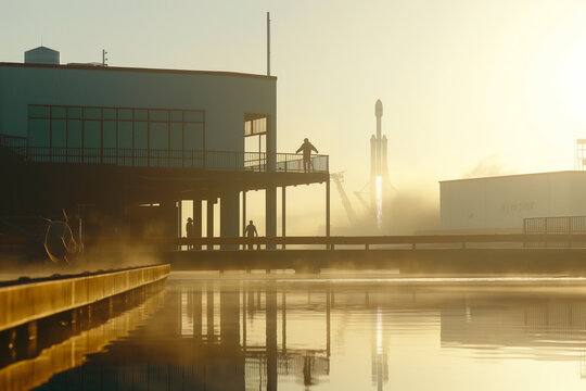 A SpaceX Falcon 9 ignites in a symphony of fire and smoke, as the mighty rocket breaches Earth's atmosphere on its journey to space.