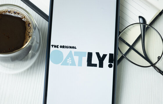New York, USA - 21 June 2024: Oatly Logo on Phone Screen, Company Icon