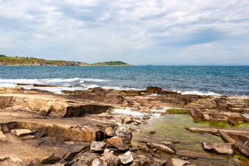 Scenic rocky shore near the port of Chernomorets, Province of Burgas, Bulgarian Black Sea coast