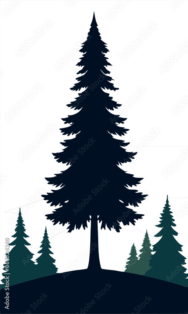 Poster a large tree with a forest in the background