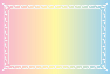 Pastel Gradient Background with elegant frame, template for invitations, leaflets and greeting cards. Vector illustration. Gradient background, Print	