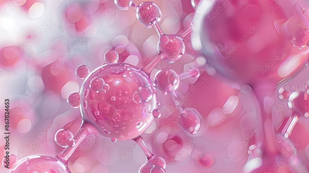 Aufkleber A close-up image of a pink molecular structure with bokeh background. Generative AI