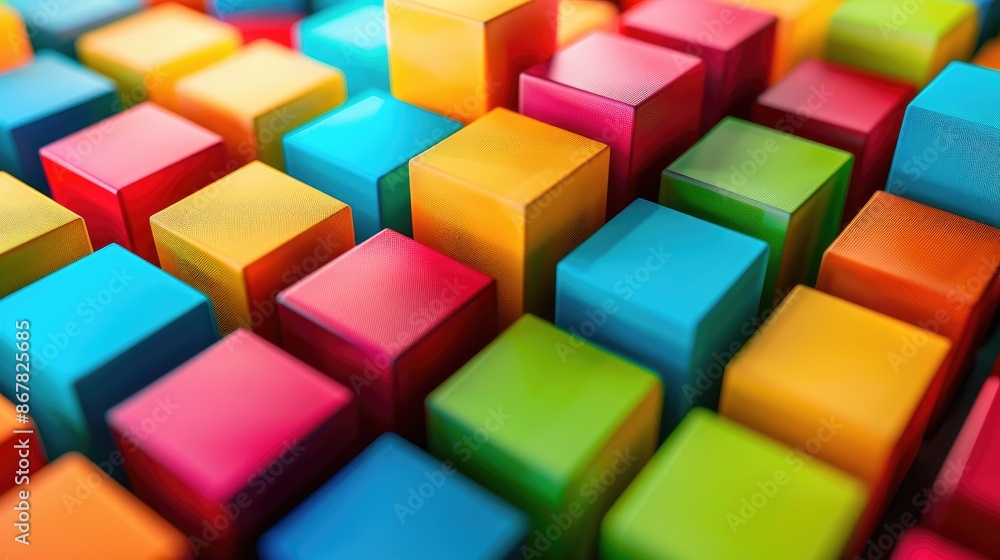 Poster essential elements for obtaining a college degree knowledge and skills represented by colorful cubes