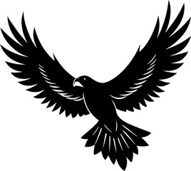 Obraz premium A black bird with its wings spread out