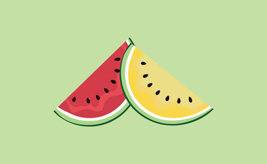 Yellow and red watermelon. Design of advertising banners. Design of vector illustrations, posters, promotional materials.