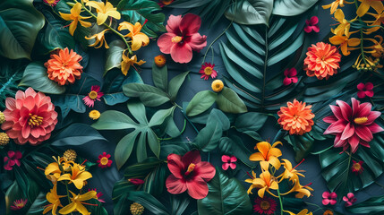 Fototapeta premium Tropical Floral Seamless Background