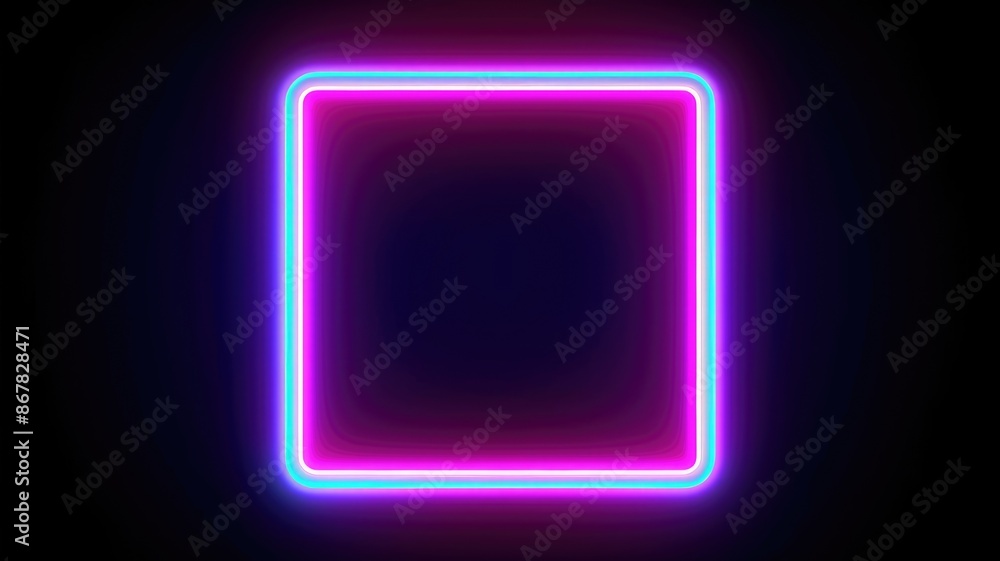 Poster abstract picture of beautiful geometric shape portal with digital style neon light reflecting set ag
