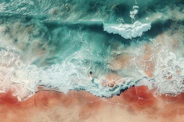 Fototapeta premium A beautiful ocean view with a person surfing in the water