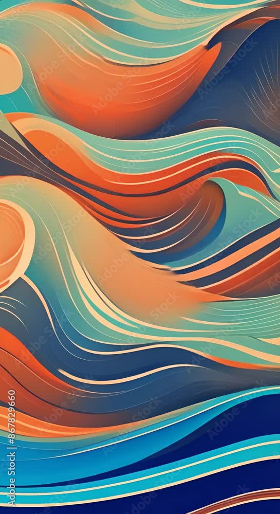 Poster ocean sea waves animation background effect waves cartoon abstract background animation good for int