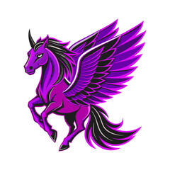 A Majestic Royal Purple Color Pegasus Flying Vector Illustration