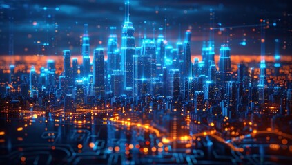 Futuristic Cityscape with Neon Lights