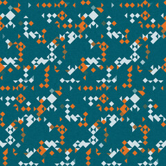 Simple glitch geometric seamless abstract pattern with playful woven summer color. Bright whimsical gender neutral bold irregular shape textile Cotton effect background. 