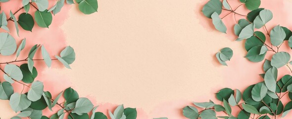 Pastel Orange Background With Leaves