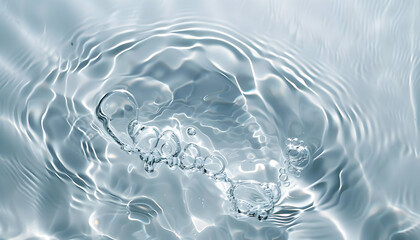 white clear water surface texture with ripples splashes and bubbles abstract summer banner background water waves in sunlight with copy space cosmetic moisturizer micellar toner emulsion