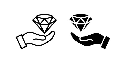 Diamond icon set. premium sign color editable