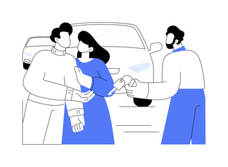 Purchasing a car isolated cartoon vector illustrations.