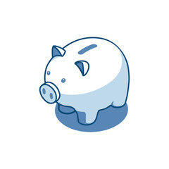 isometric vector piggy bank linear icon, in color on white background, bank and finance or savings