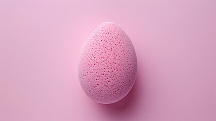 Face cosmetic sponge on a pink background from above