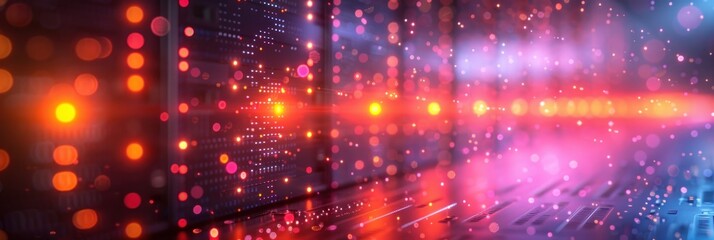 Abstract Server Room with Bokeh Lights