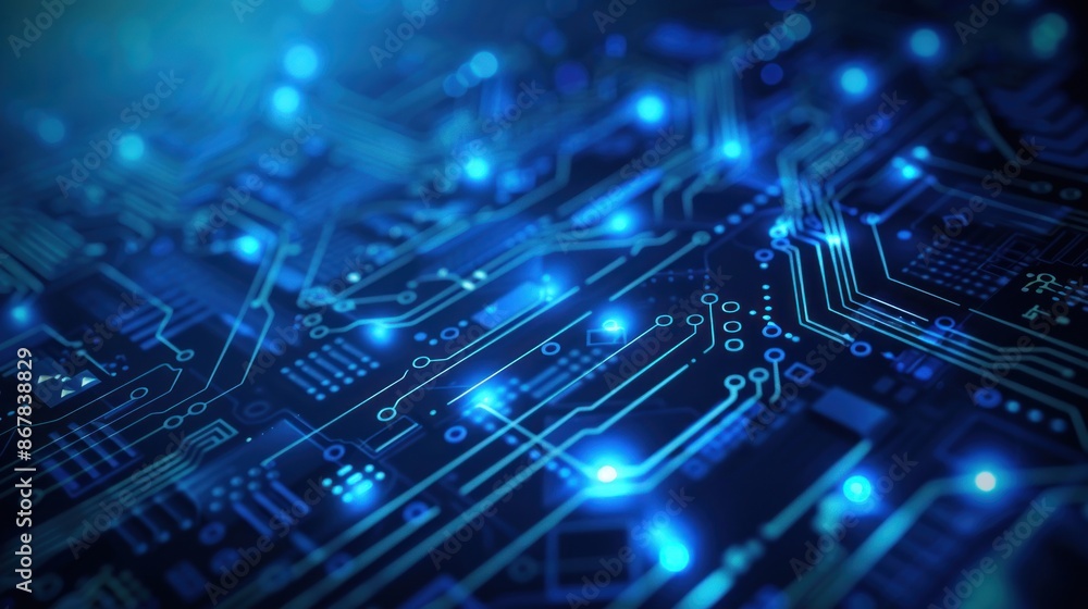 Poster electronic circuit board. technology concept ,microchip cpu processor circuit board. digital line