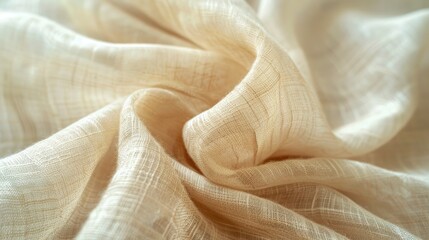 Texture of linen fabric in natural color Beige fabric in champagne hue