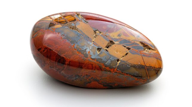 Rare polished Unakit gemstone with various shades of brown red and orange