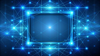 Obraz premium Abstract Blue Network Background with Glowing Frame