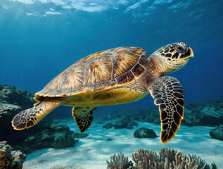 Fototapeta premium sea turtle swimming in the sea