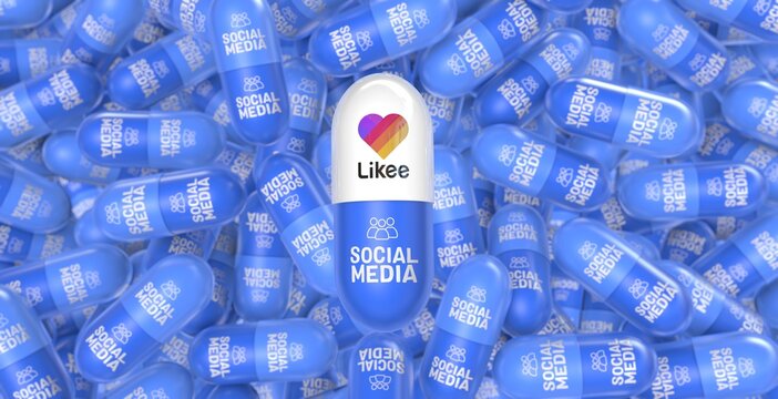 likee, 3D Pill Visual Design Concept - likee Social Media Background.